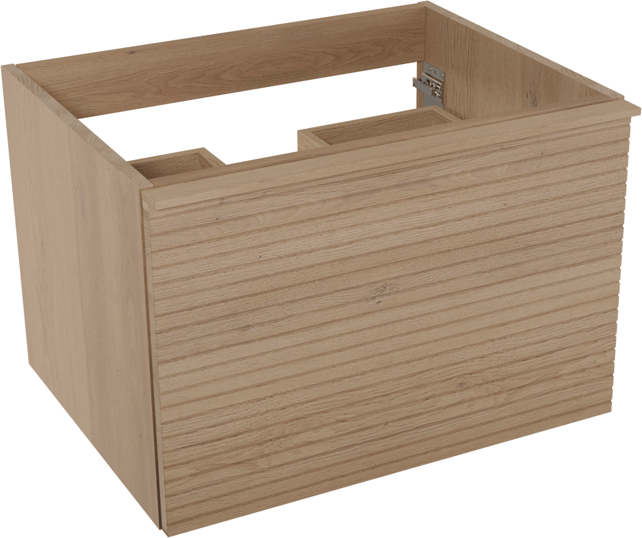 Balmani Forma hängender Waschbeckenunterschrank: horizontale Rippen, 67,5 x 55 cm, Eiche Natur, 2 Schubladen