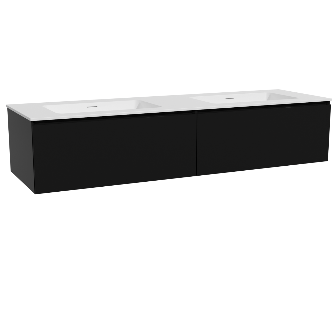 Storke Edge meuble salle de bains suspendu 170 x 52 cm noir mat avec Mata double vasque en solid surface blanc mat