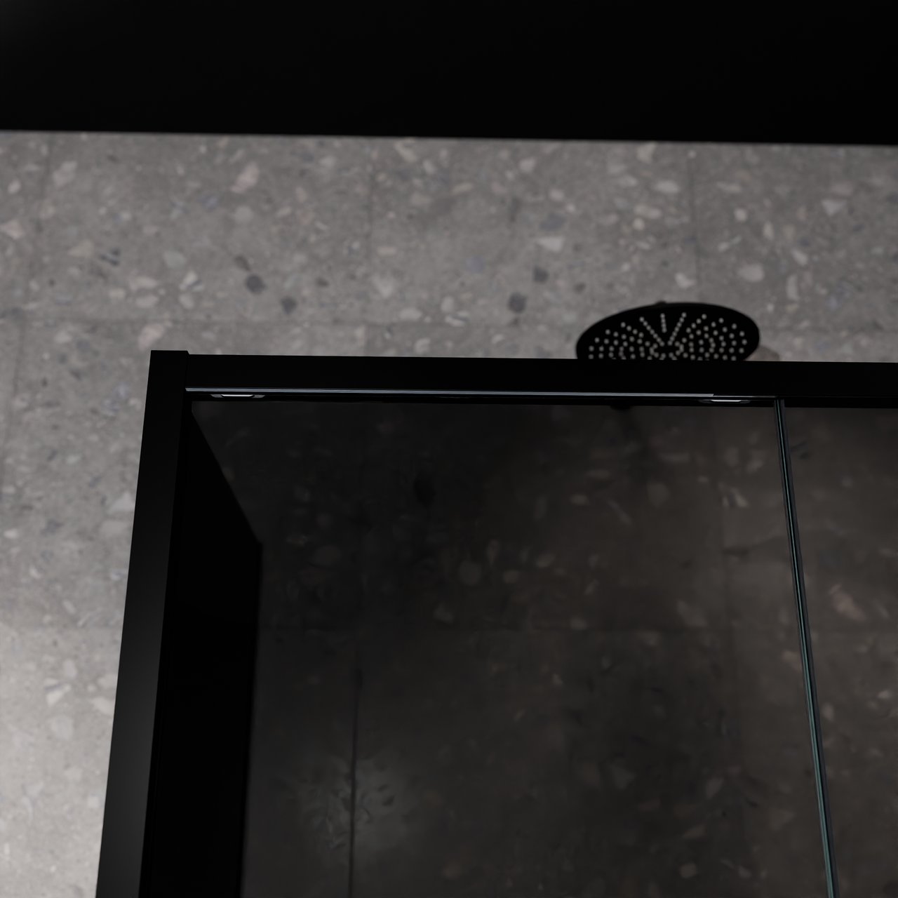 Balmani Senses Design Eckdusche: Schiebetür (Rechts) mit fixierte Seitenwand, 160 x 80 cm, Rauchglas, Profil Schwarz matt