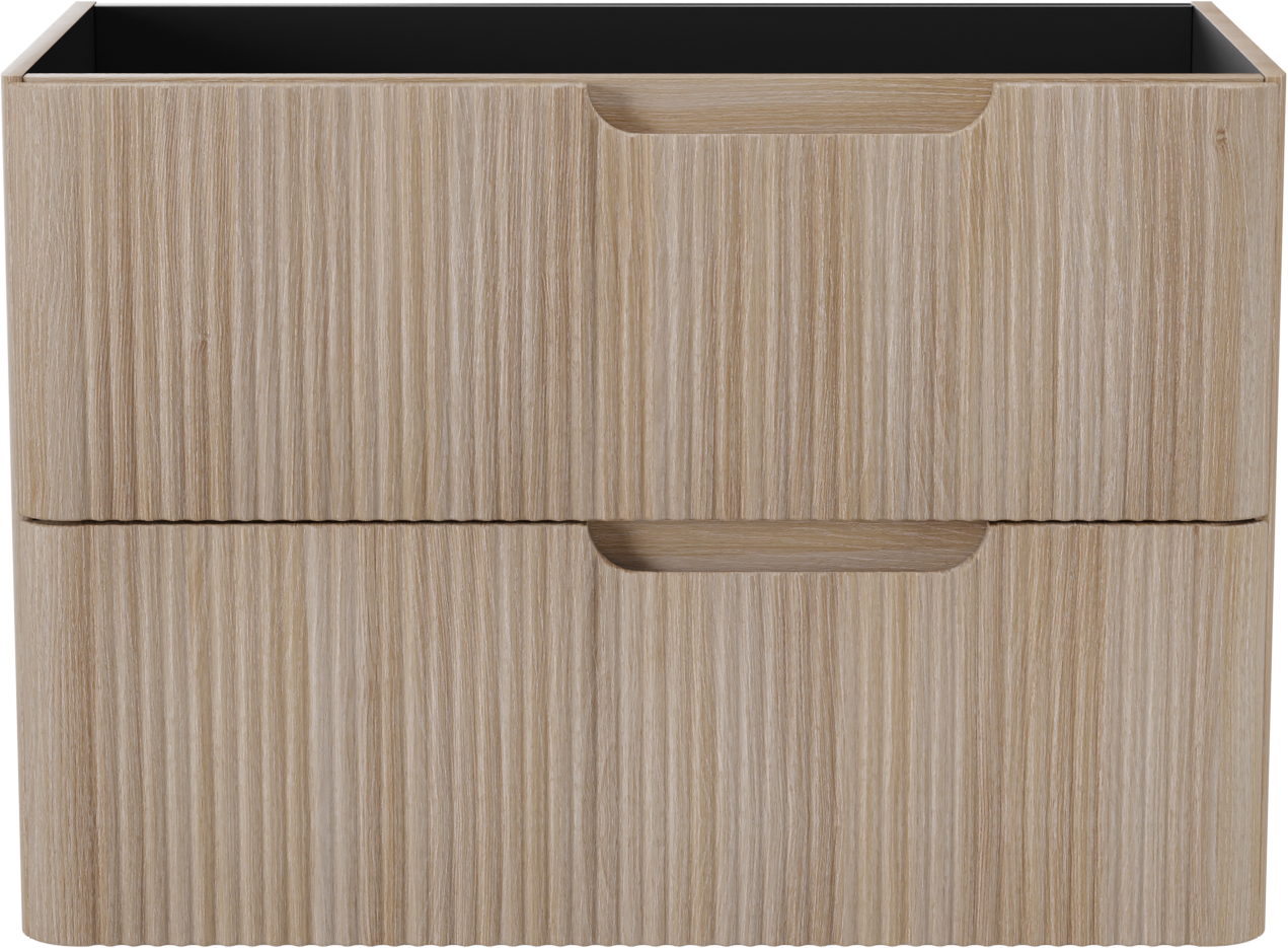 Linie Curvo meuble sous-lavabo suspendu 80 x 46 cm chêne clair 2 tiroirs Nervure sym. vert.