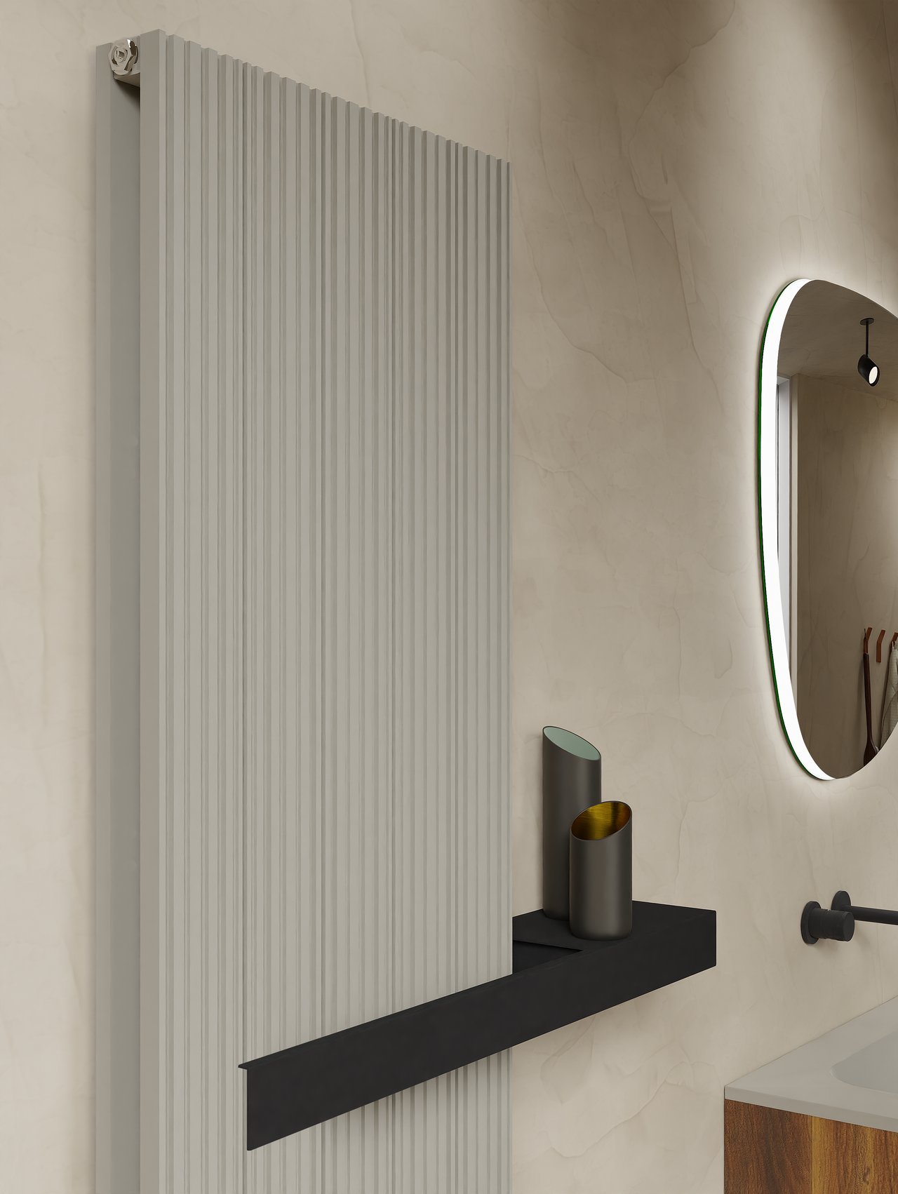 Vipera porte-serviette droite 50 cm noir mat