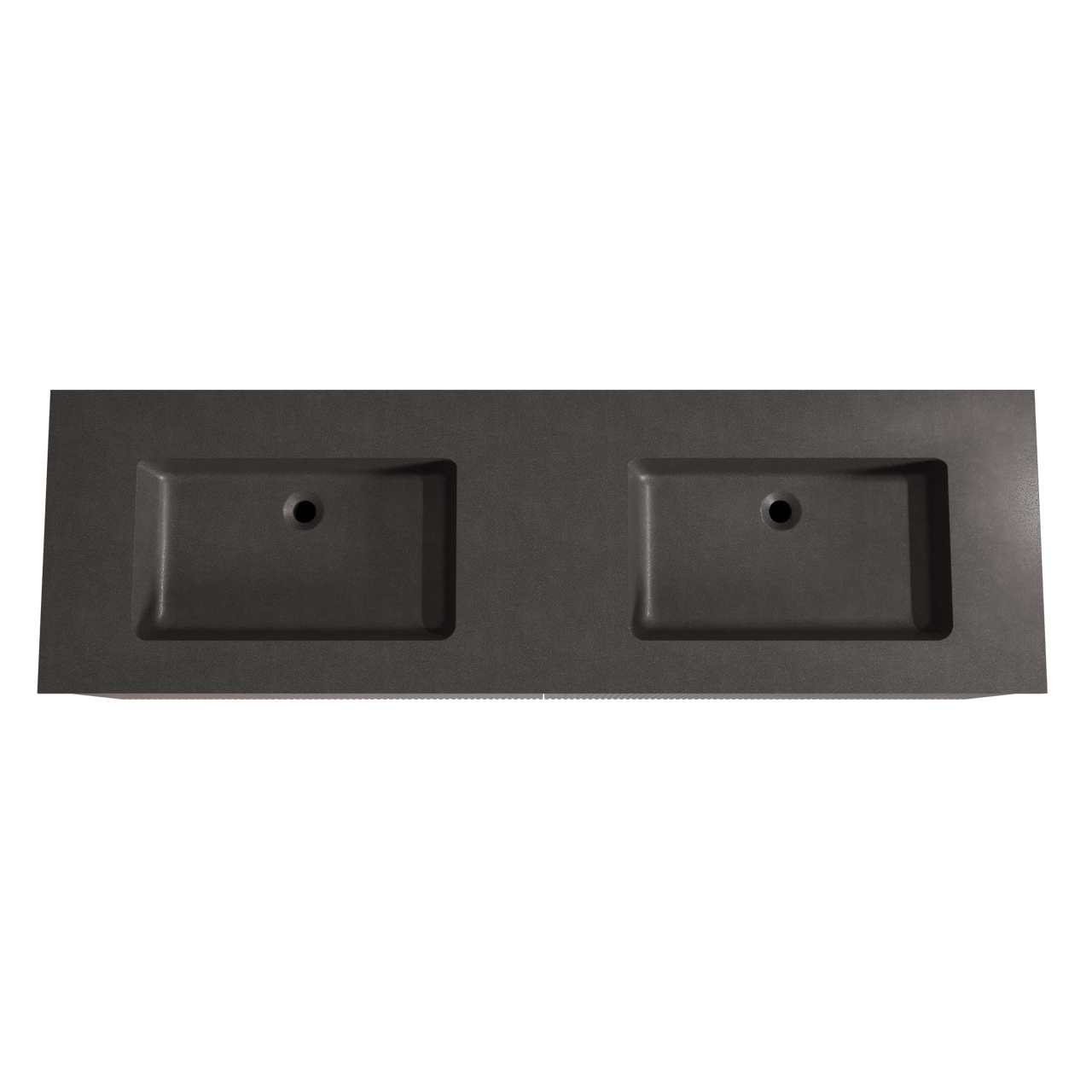 Storke Ribs hängendes Möbelstück Set: 170 x 52 cm, Nussbaum, mit Scuro Doppelwaschtisch, Quarz, Schwarz matt, Vertikale symmetrische gerade Rippe