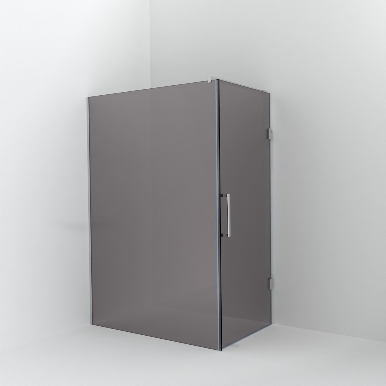 Balmani Modular douche à l'italienne avec porte: 140 x 200 cm avec porte 90 cm, Verre fumé avec coating, Profil Chrome brillant