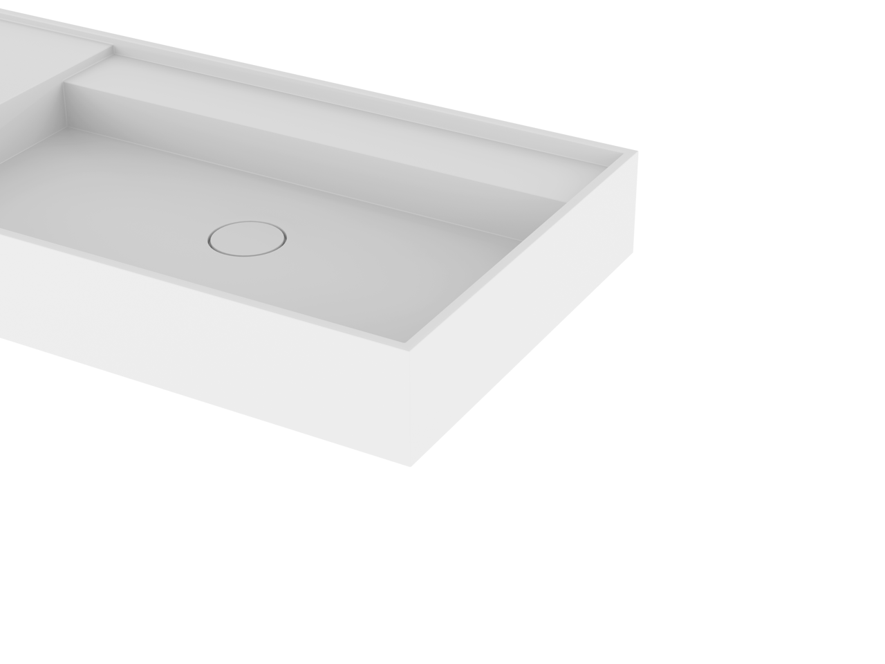 Balmani Cubo asymmetrisch rechtse wastafel matte Solid Surface 160 x 49 cm