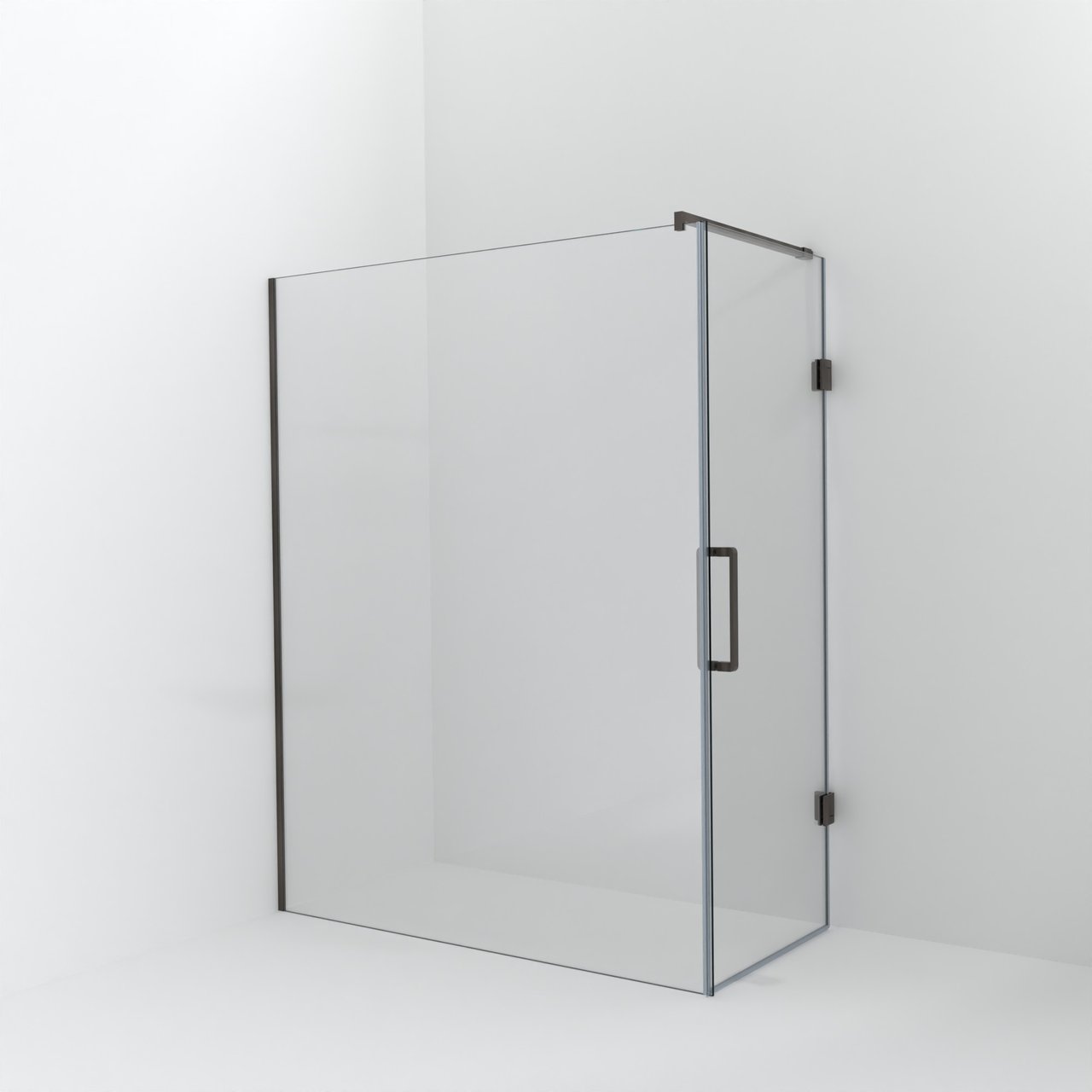 Balmani Modular douche à l'italienne avec porte: 160 x 200 cm avec porte 80 cm, Verre transparent, Profil Brushed GunMetal