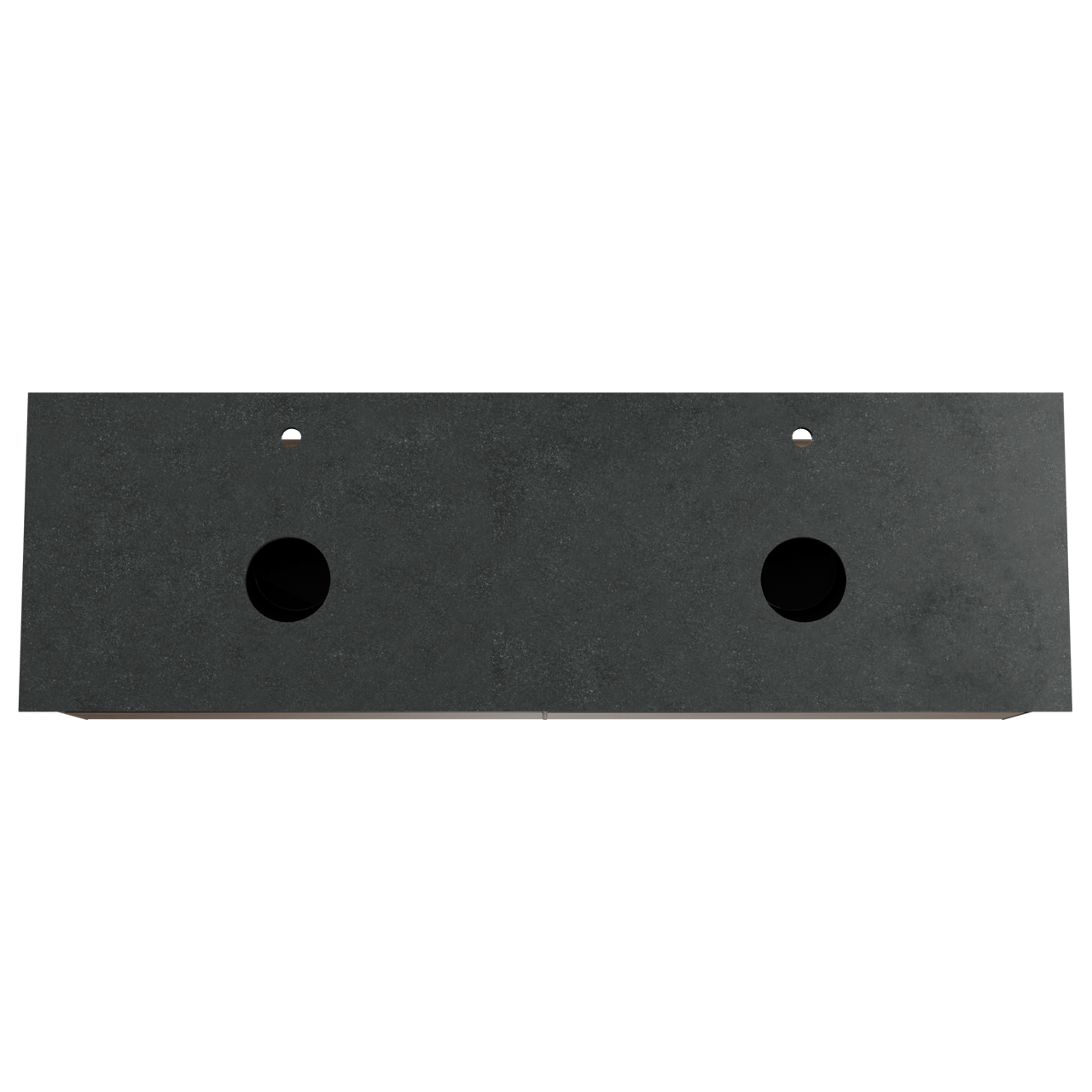 Balmani Mitra hängendes Möbelstück Set: 180 x 55 cm, Amerikanischer Nussbaum, mit Facetta Doppel Waschtischplatte, Schwarzes Granit