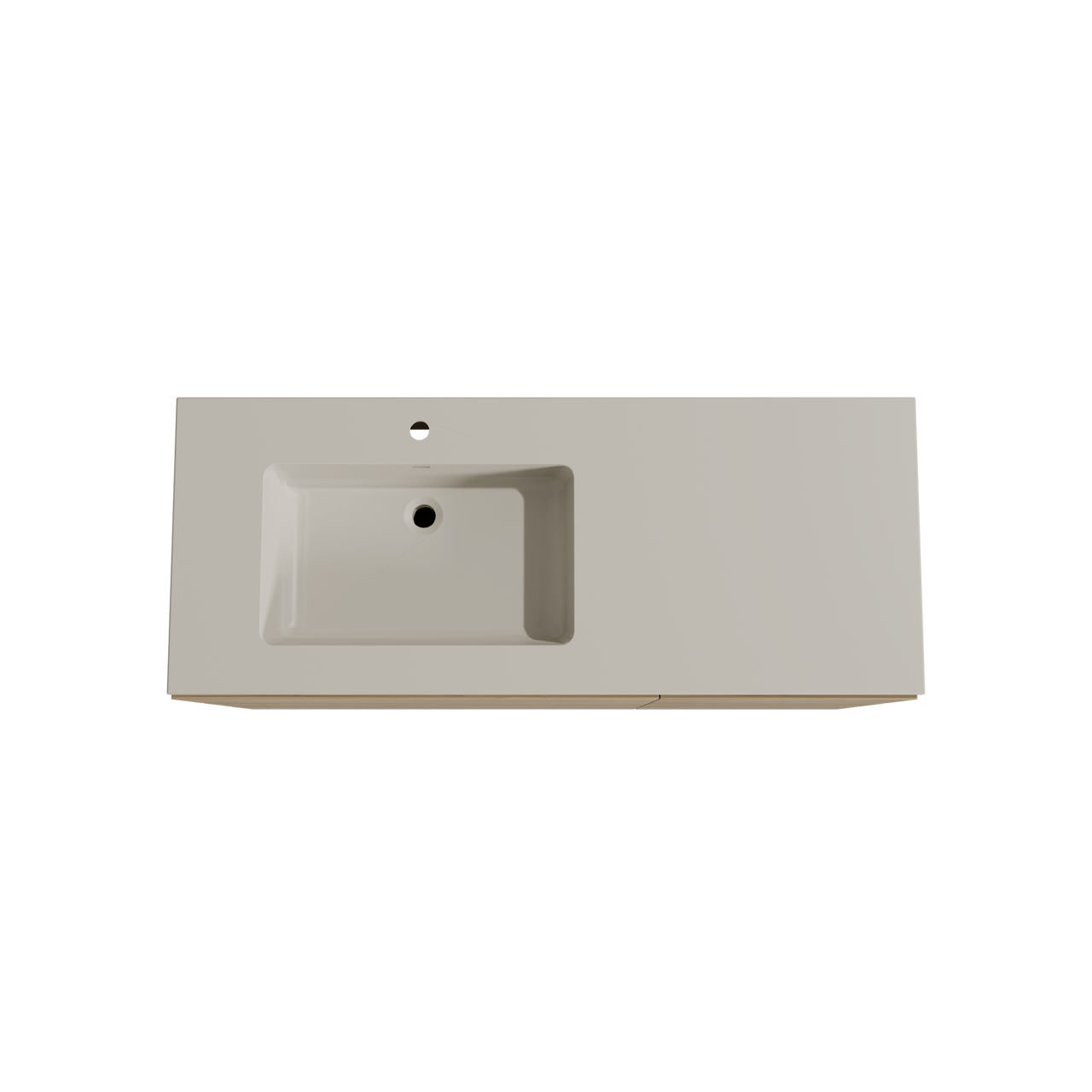 Storke Edge freistehendes Möbelstück Set: 130 x 52 cm, Rohe Eiche, mit Diva Waschtisch links, Top Solid Seidengrau