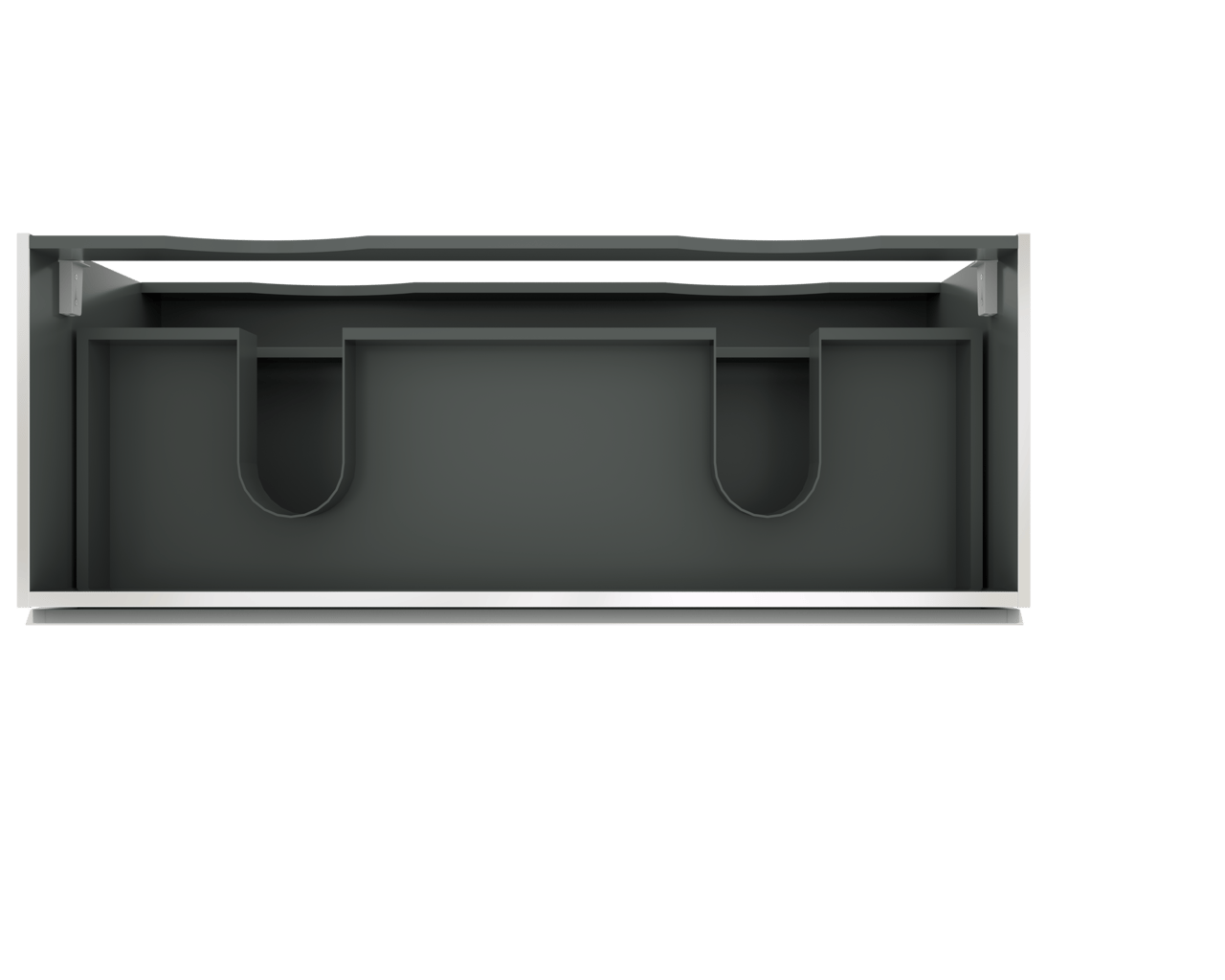 Linie Lado meuble sous-lavabo suspendu 120 x 46 cm Blanc Brillant 2 tiroirs 2 découpés de siphon