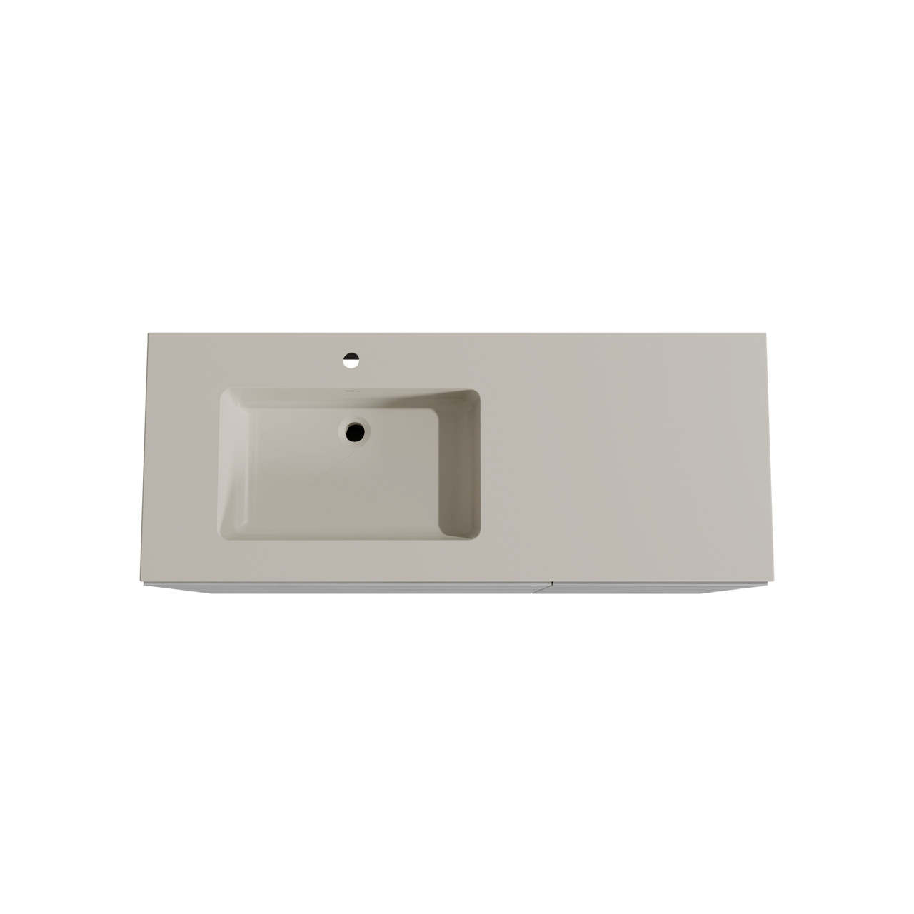 Storke Edge staand badmeubel 130 x 52 cm beton donkergrijs met Diva asymmetrisch linkse wastafel in top solid zijdegrijs