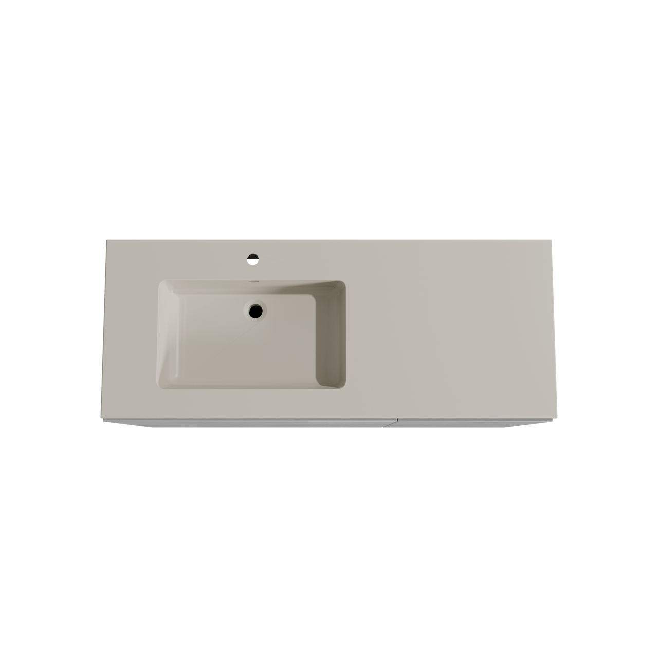 Storke Edge meuble salle de bains à poser 130 x 52 cm béton gris foncé avec Diva vasque asymétrique gauche en top solid soie grise