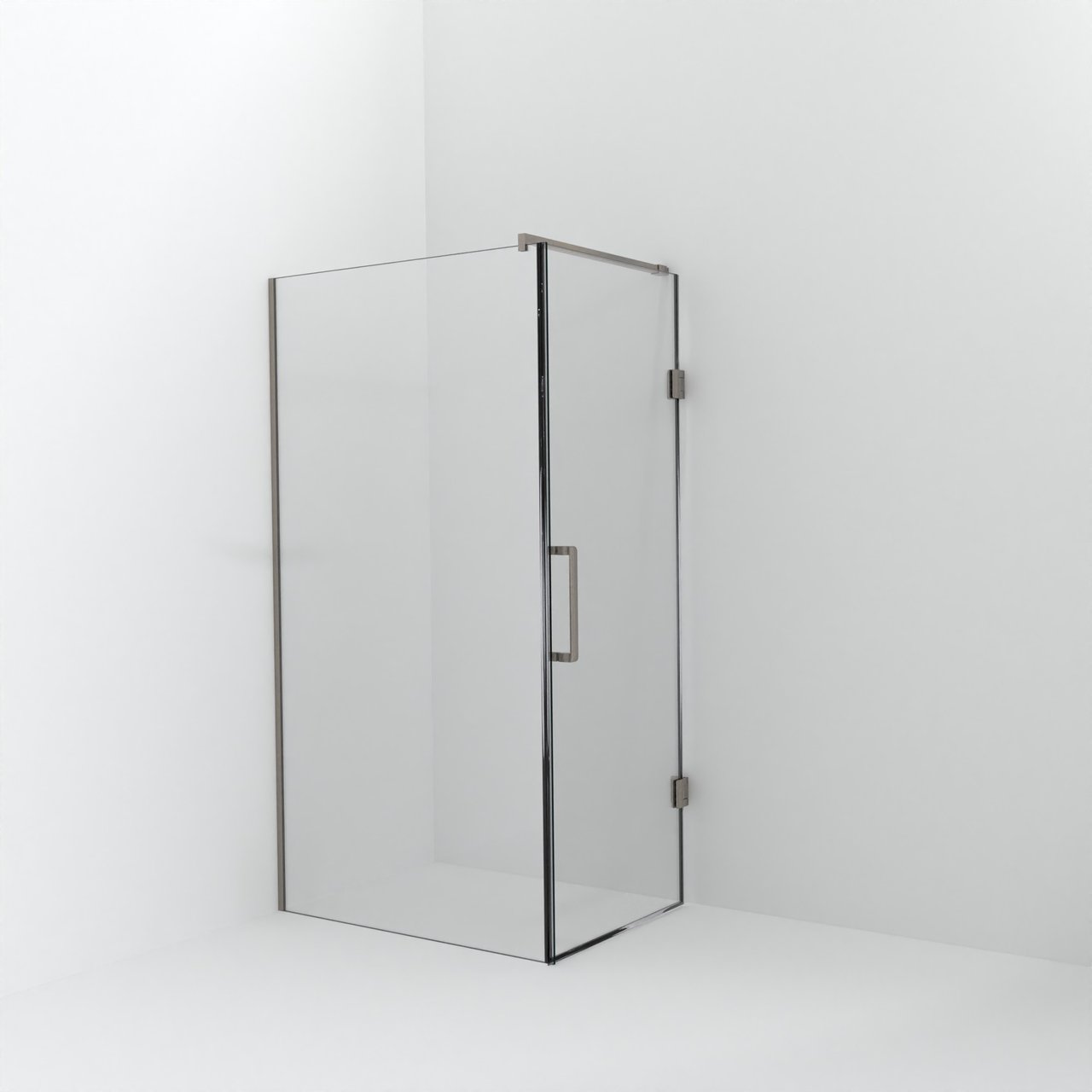 Balmani Modular inloopdouche met deur: 110 x 200 cm met deur 80 cm, Helder glas met coating, Brushed CoolMetal profielen