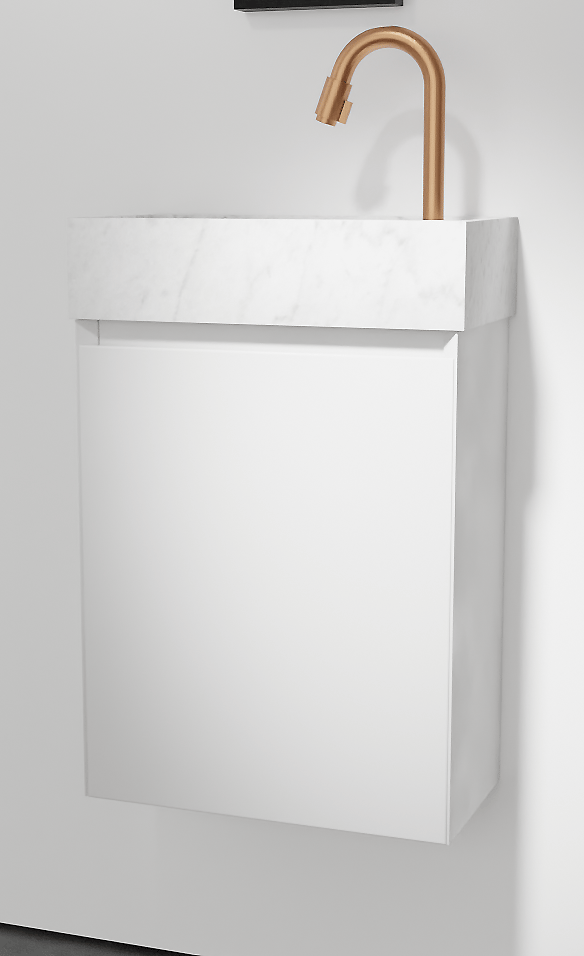 Balmani Mitra meuble wc suspendu 42 x 21 cm blanc mat avec Dama lavabo en marbre Carrara