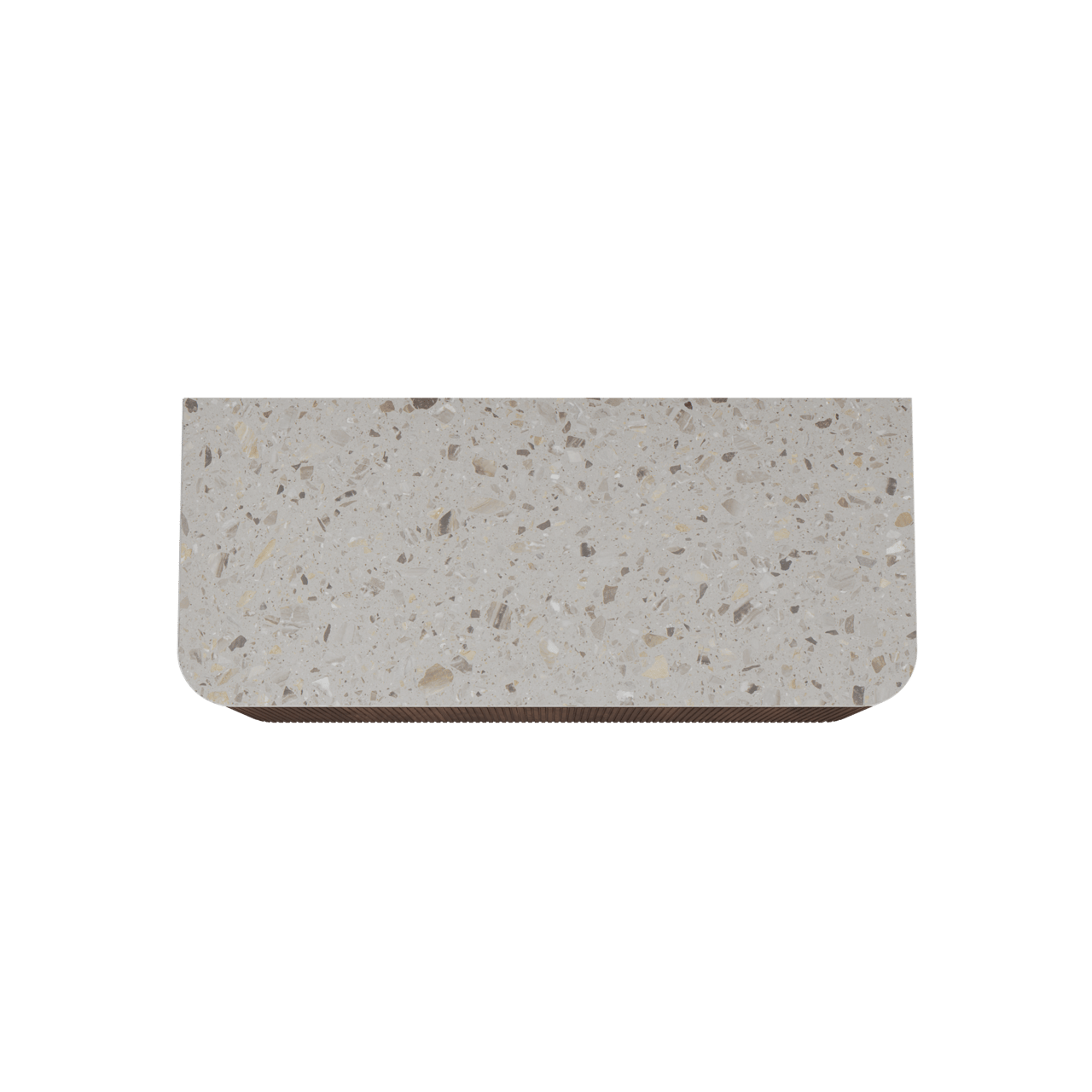 Balmani Moon meuble salle de bains suspendu 130 x 55 cm noyer américain avec Moon tablette simple ou double en terrazzo greige terrazzo, Nervure droite symétrique verticale