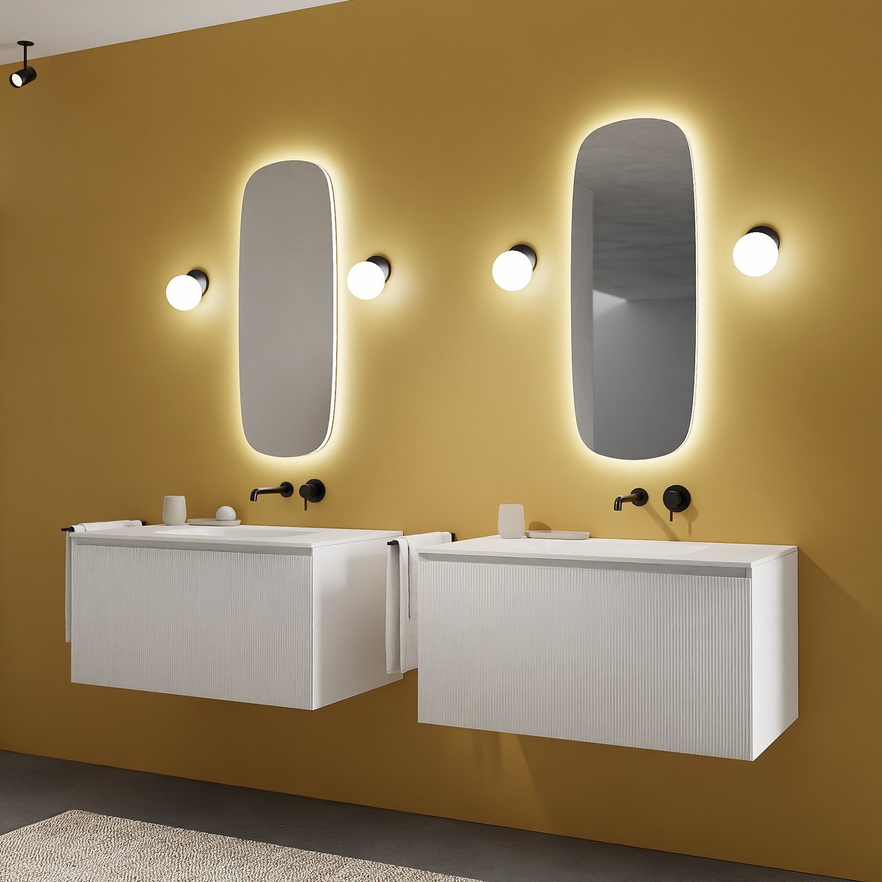 Balmani Cloud organisch badkamerspiegel 38 x 100 cm met spiegelverlichting en anti-damp