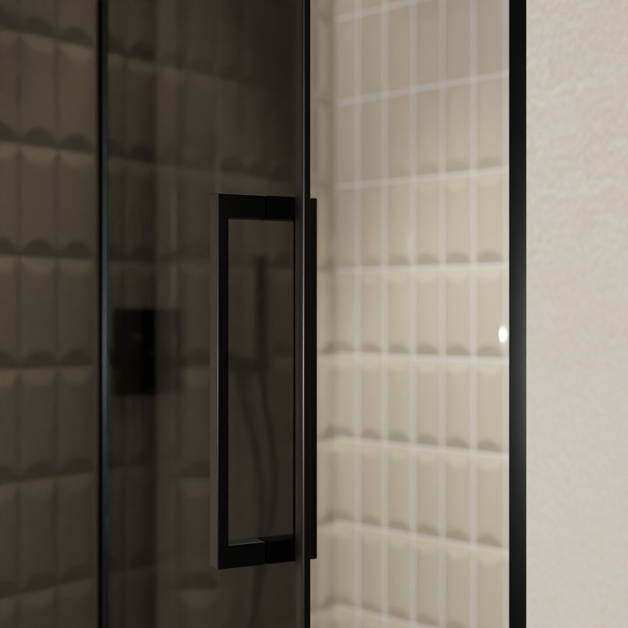 Balmani Senses Design porte pivotante à gauche 120 cm x 210 cm verre fumé, Profil noir