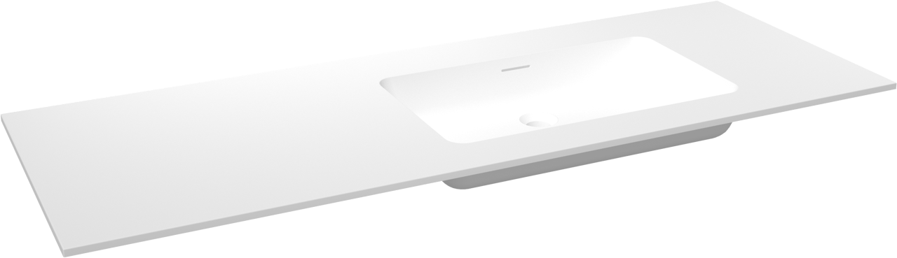 Storke Mata asymmetrisch rechtse wastafel matte solid surface 140 x 52 cm combinatie kast 35 cm