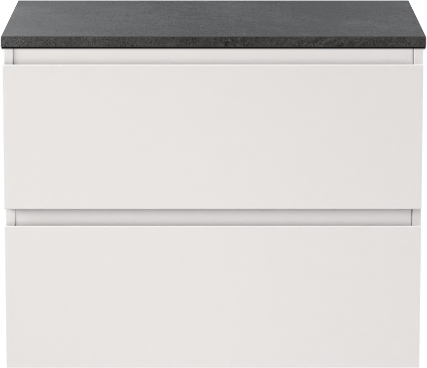 Linie Lado meuble salle de bains suspendu 70 x 46 cm blanc mat avec Lado tablette simple en mélaminé ardoise gris