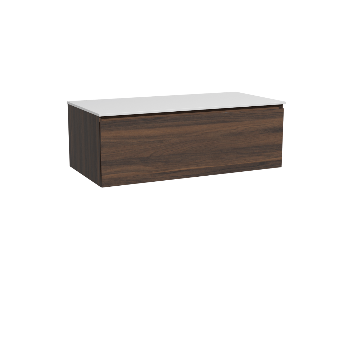 Storke Edge hängendes Möbelstück Set: 105 x 52 cm, Nussbaum, mit Tavola Einzel Waschtischplatte, Solid Surface Weiß matt