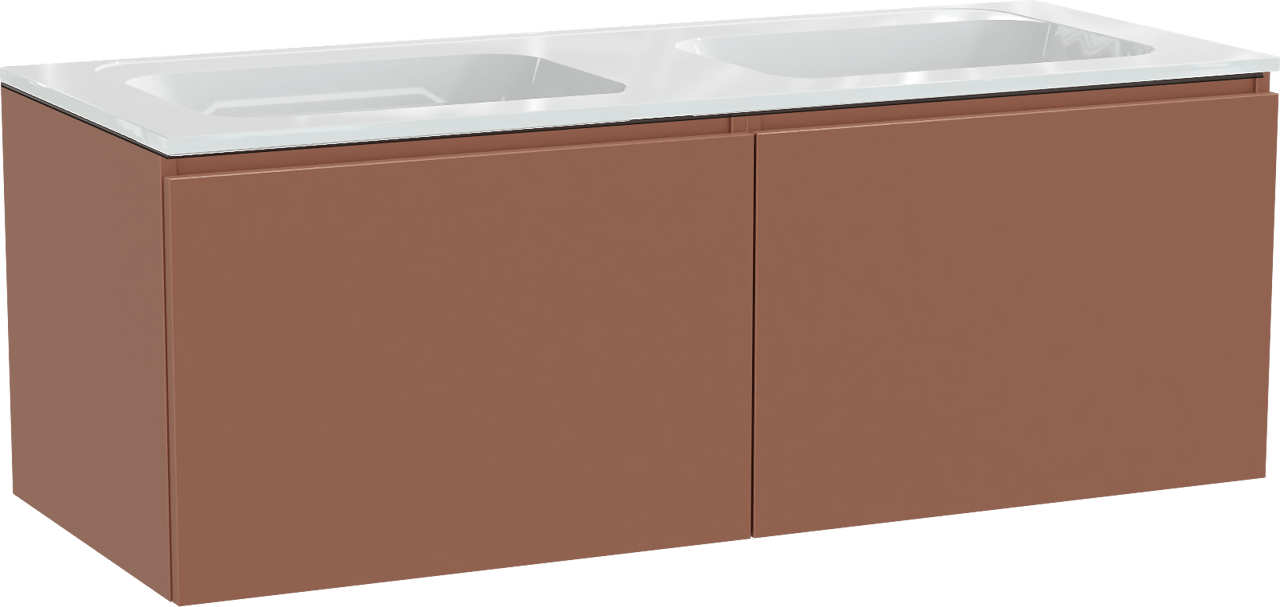 Balmani Sfera meuble salle de bains suspendu 135 x 55 cm cotto avec Tablo Strada double vasque en marbre composite blanc brillant