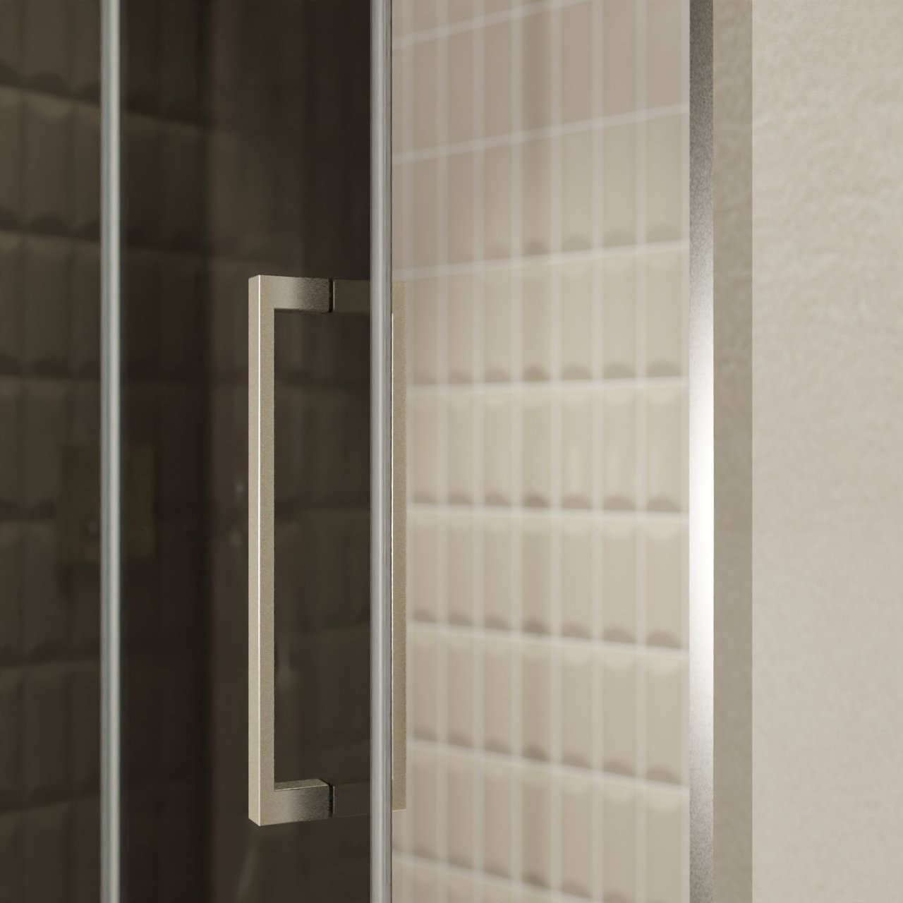 Balmani Senses Design douche draaideur links 140 cm x 210 cm Rookglas, Brushed CoolMetal profielen, met coating