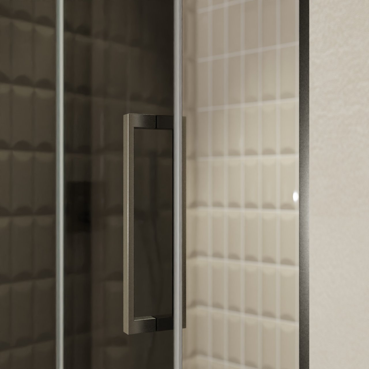 Balmani Senses Design Dusche Drehtür, Links, 120 cm x 210 cm, Rauchglas, Profil Brushed GunMetal