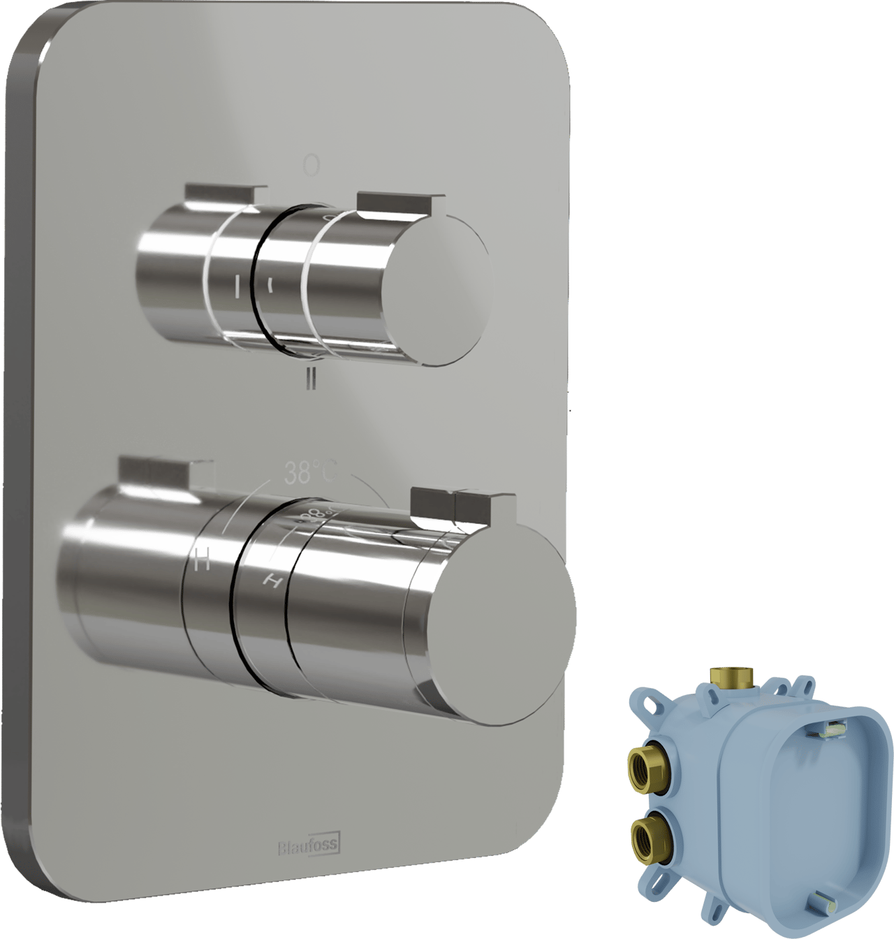 Blaufoss Smartbox Softline Thermostat-Duscharmatur: Unterputz, für 2 Verbraucher, Chrom glänzend, Einbauelement inklusive