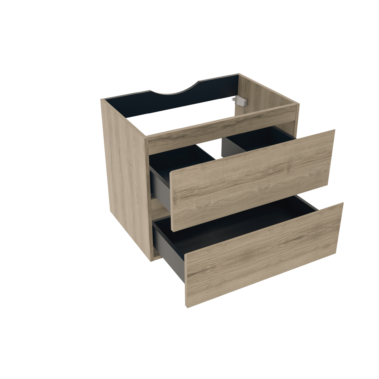 Linie Lado meuble sous-vasque suspendu 70 x 46 cm chêne gris 2 tiroirs