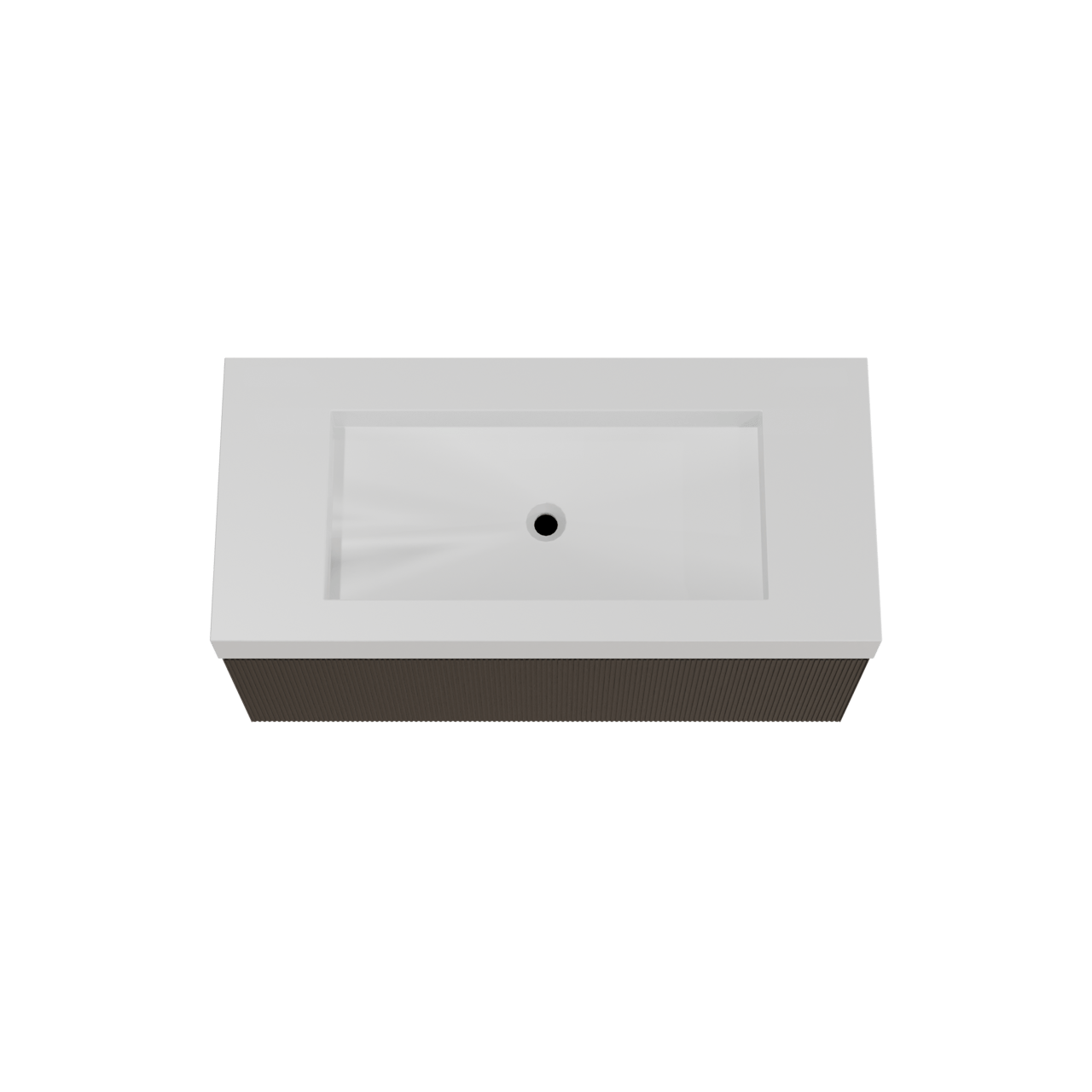 Balmani Fila meuble salle de bains suspendu 120 x 55 cm chêne noir avec Modus lavabo simple pour 2 trous de robinet en solid surface blanc mat, Nervure droite symétrique verticale