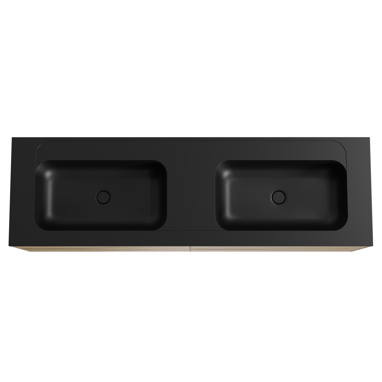 Balmani Mitra meuble salle de bains suspendu 180 x 55 cm chêne brut avec Tablo Strada double vasque en marbre composite noir mat