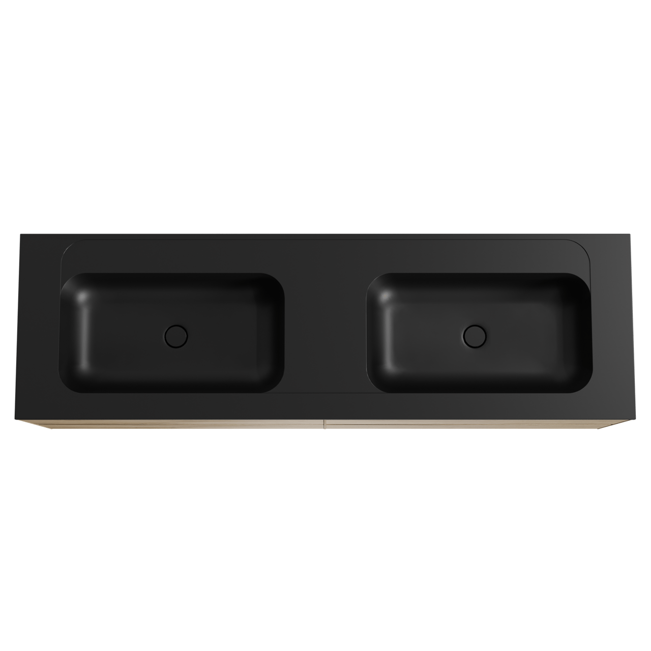 Balmani Mitra hängendes Möbelstück Set: 180 x 55 cm, Rohe Eiche, mit Tablo Strada Doppelwaschtisch, Marmorkomposit Schwarz matt