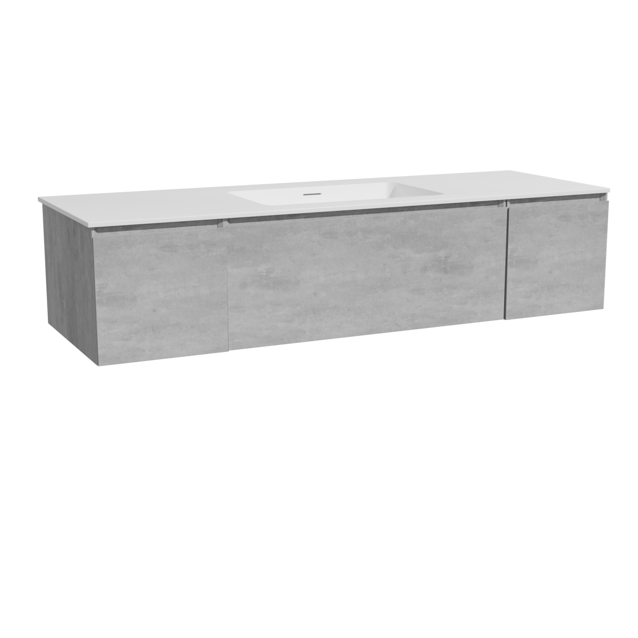 Storke Edge zwevend badkamermeubel 155 x 52 cm beton donkergrijs met Mata enkele wastafel in solid surface mat wit