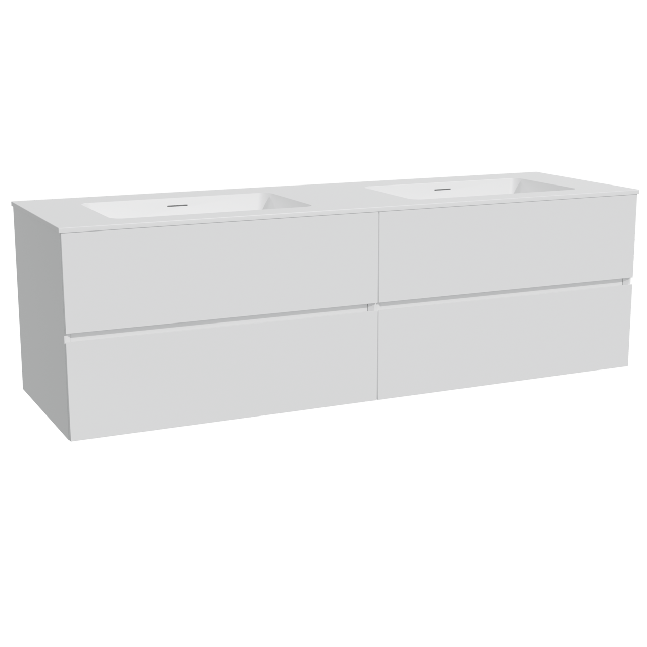 Storke Edge zwevend badmeubel 170 x 52 cm hoogglans wit met Mata dubbele wastafel in solid surface mat wit