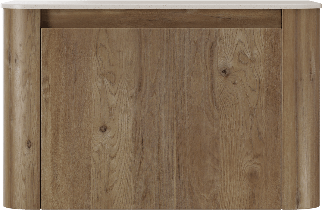 Storke Soft zwevend badmeubel 80 x 46 cm ruw eiken met Tavola Soft enkel wastafelblad in solid surface beige granita