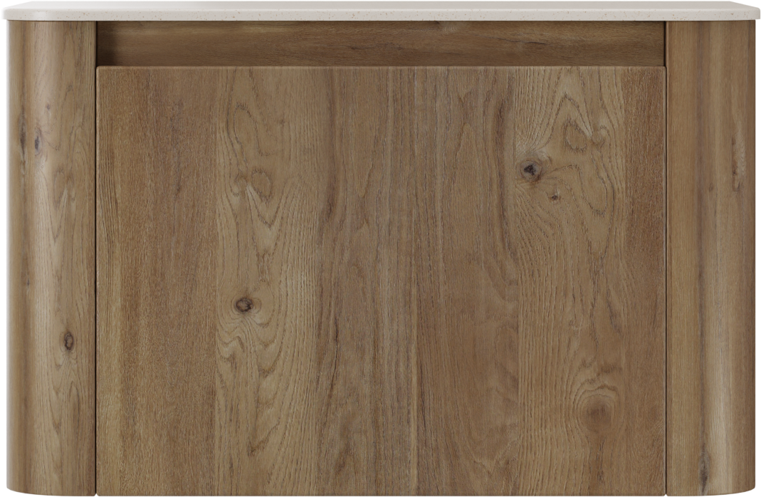 Storke Soft hängendes Möbelstück Set: 80 x 46 cm, Eiche rau, mit Tavola Soft Einzelwaschtischplatte Solid Surface Beige Granit