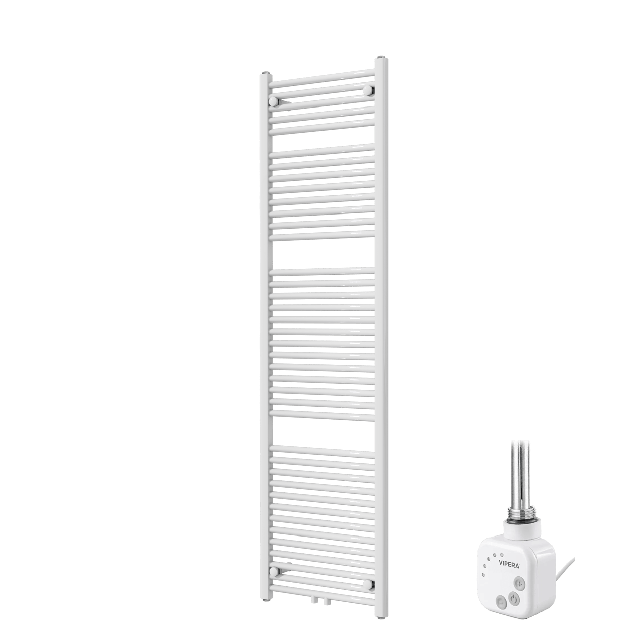 Vipera Kanza sèche-serviettes Simple 50 x 180 cm chauffage électrique blanc brillant raccordement latéral et central possible 800W, résistance incluse