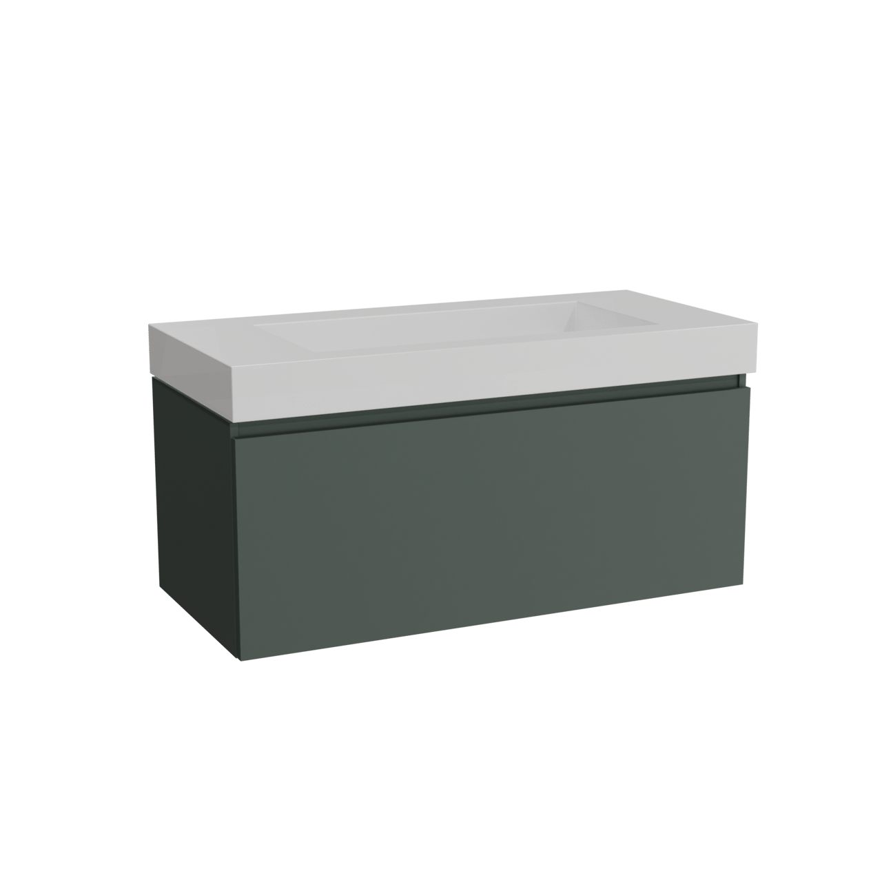 Balmani Sfera meuble salle de bains suspendu 120 x 55 cm forest avec Modus lavabo simple pour 2 trous de robinet en solid surface blanc mat