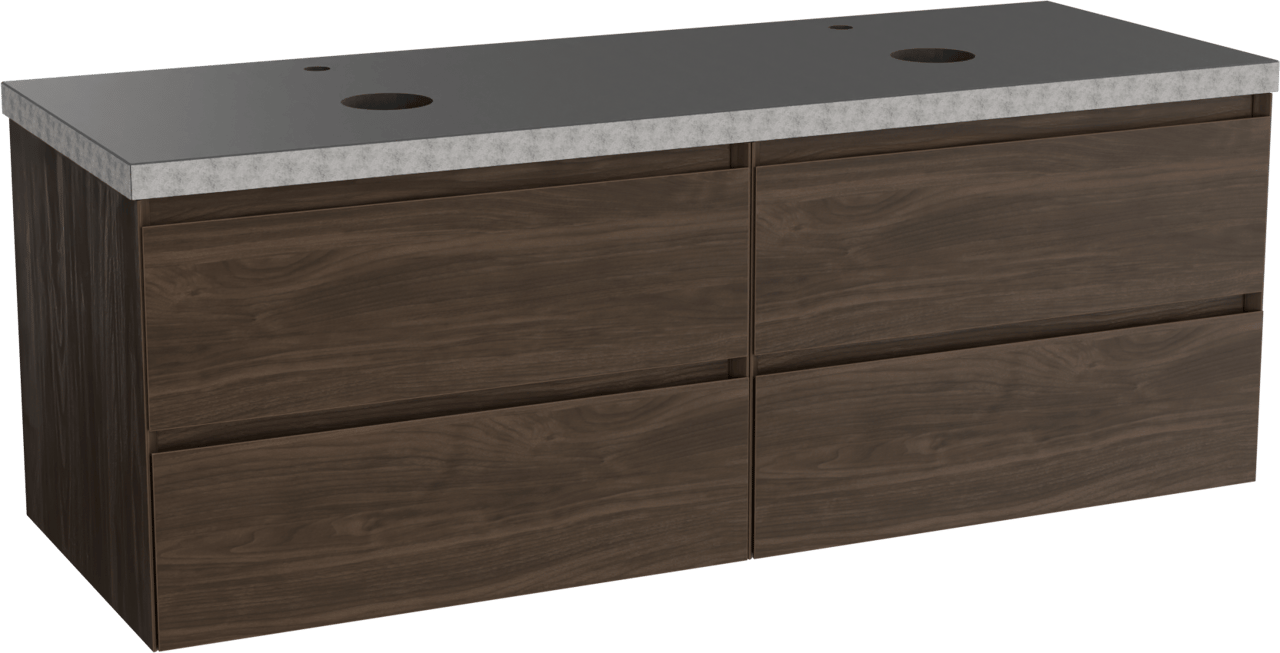 Balmani Mitra meuble salle de bains suspendu 150 x 55 cm noyer américain avec Rock tablette double en granit noir