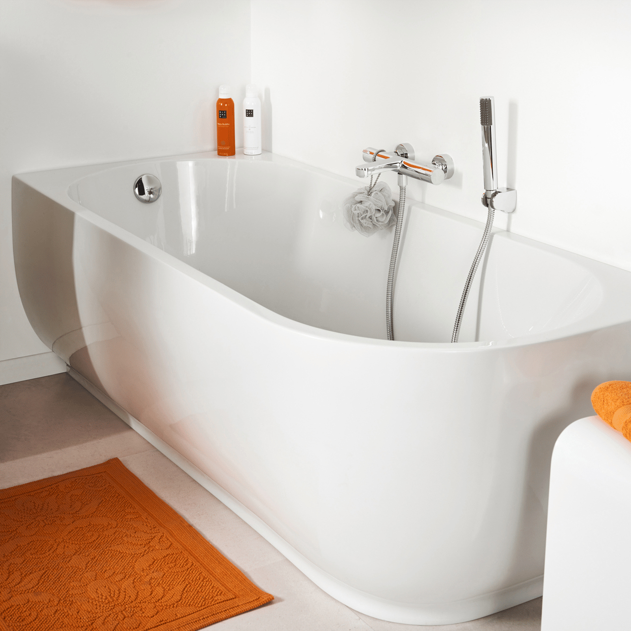 Linie Paulo baignoire d'angle gauche simple 170 x 75 cm acrylique Blanc Brillant