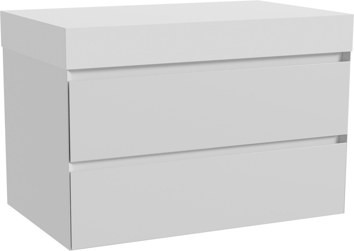 Balmani Mitra meuble salle de bains suspendu 90 x 55 cm blanc mat avec Dominus tablette simple en solid surface blanc mat