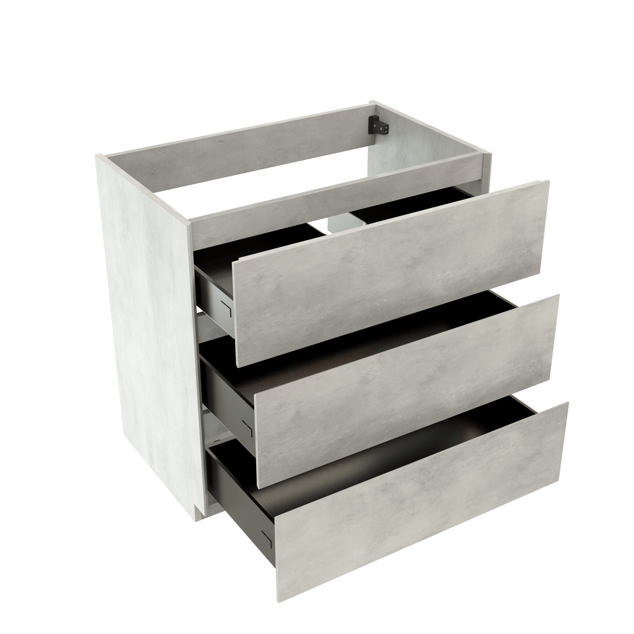 Storke Edge staande wastafelonderkast 85 x 52 cm beton zilvergrijs 3 lades