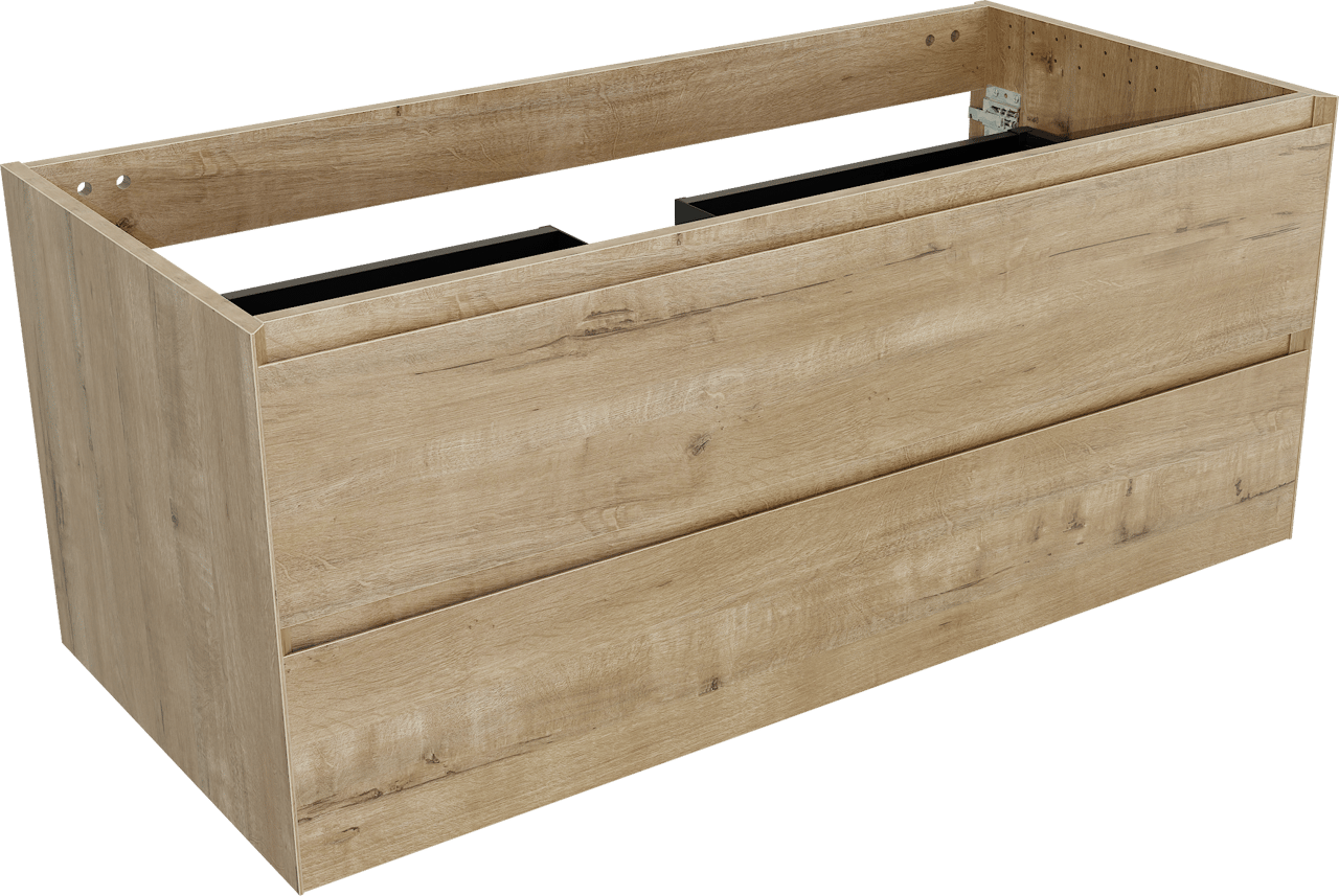 Balmani Mitra hängender Waschbeckenunterschrank 120 x 55 cm Eiche Rauh 2 Schubladen