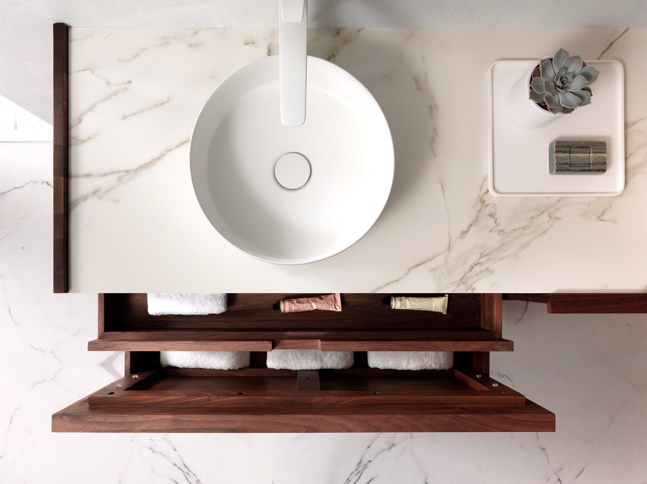 Luca Varess Perla vasque à poser porcelaine blanc mat rond Ø 34 cm