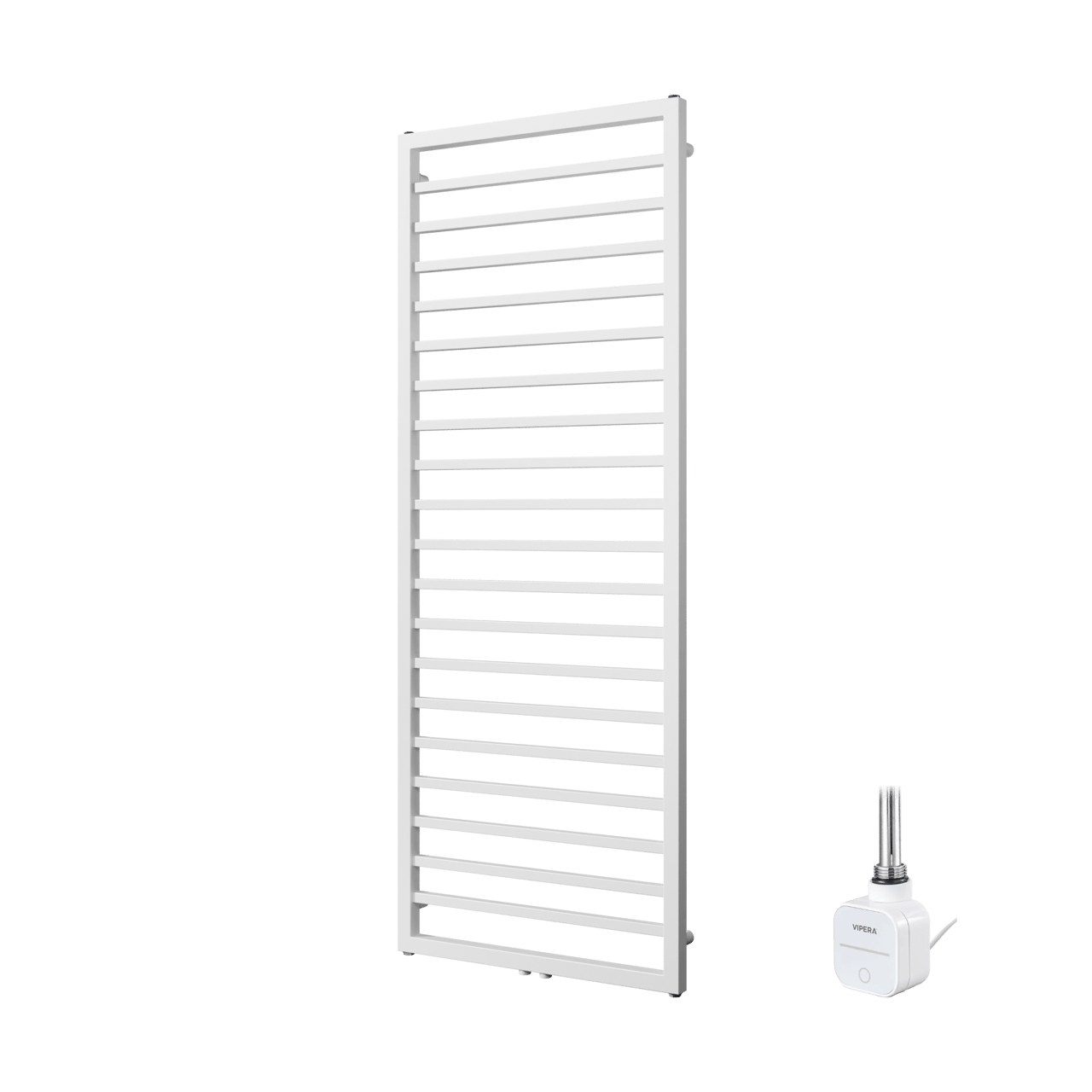 Vipera Listona enkele handdoekradiator 60 x 180 cm elektrische verwarming mat wit zij- en middenaansluiting 800W, weerstand inbegrepen