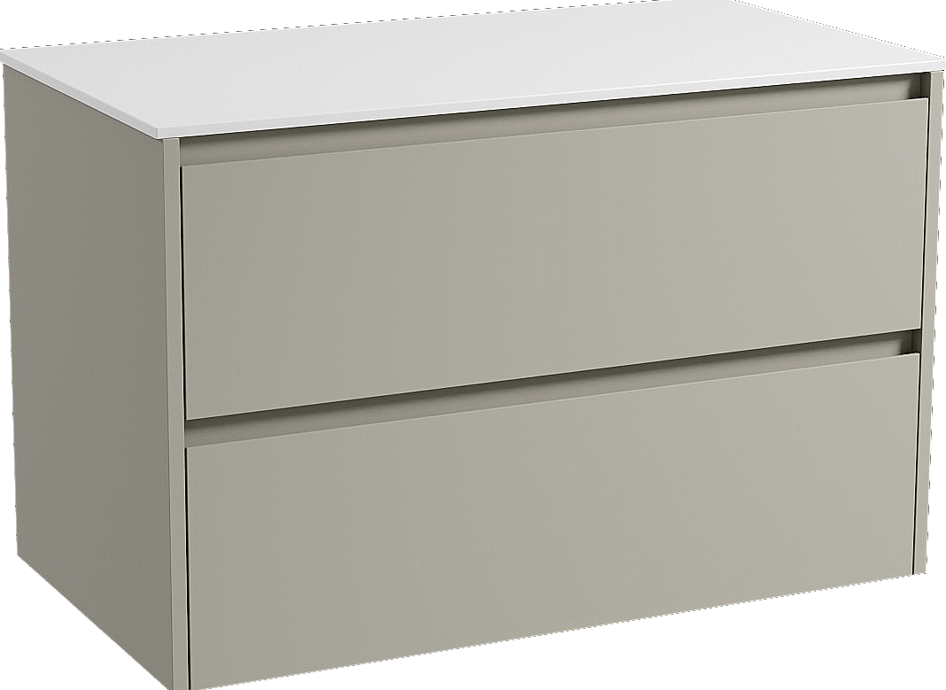 Storke Seda zwevend badmeubel 95 x 52 cm zijdegrijs met Tavola enkel wastafelblad in solid surface mat wit