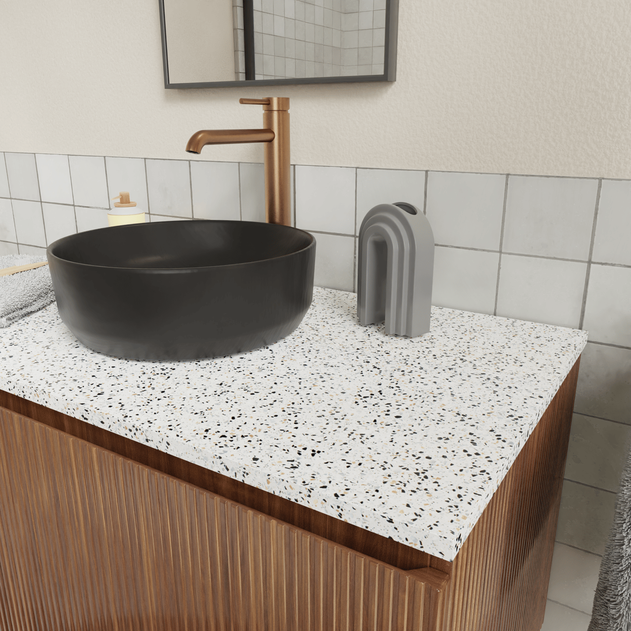 Storke Tavola tablette simple blanc/noir terrazzo mat 95 x 52 cm