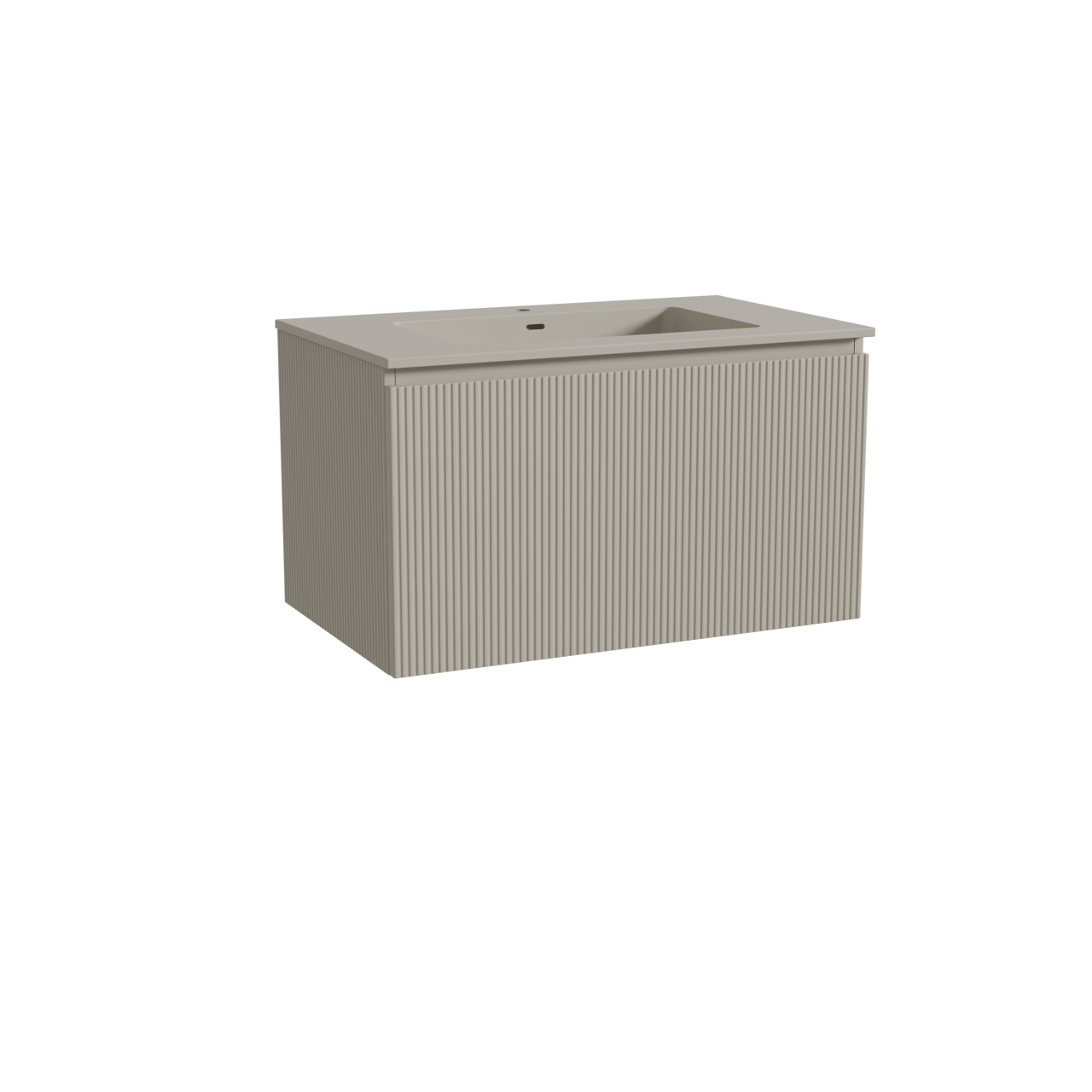 Storke Ribs hängendes Möbelstück Set: 85 x 52 cm, Seidengrau, mit Diva Einzelwaschtisch, Top Solid, Seidengrau, Vertikale symmetrische gerade Rippe