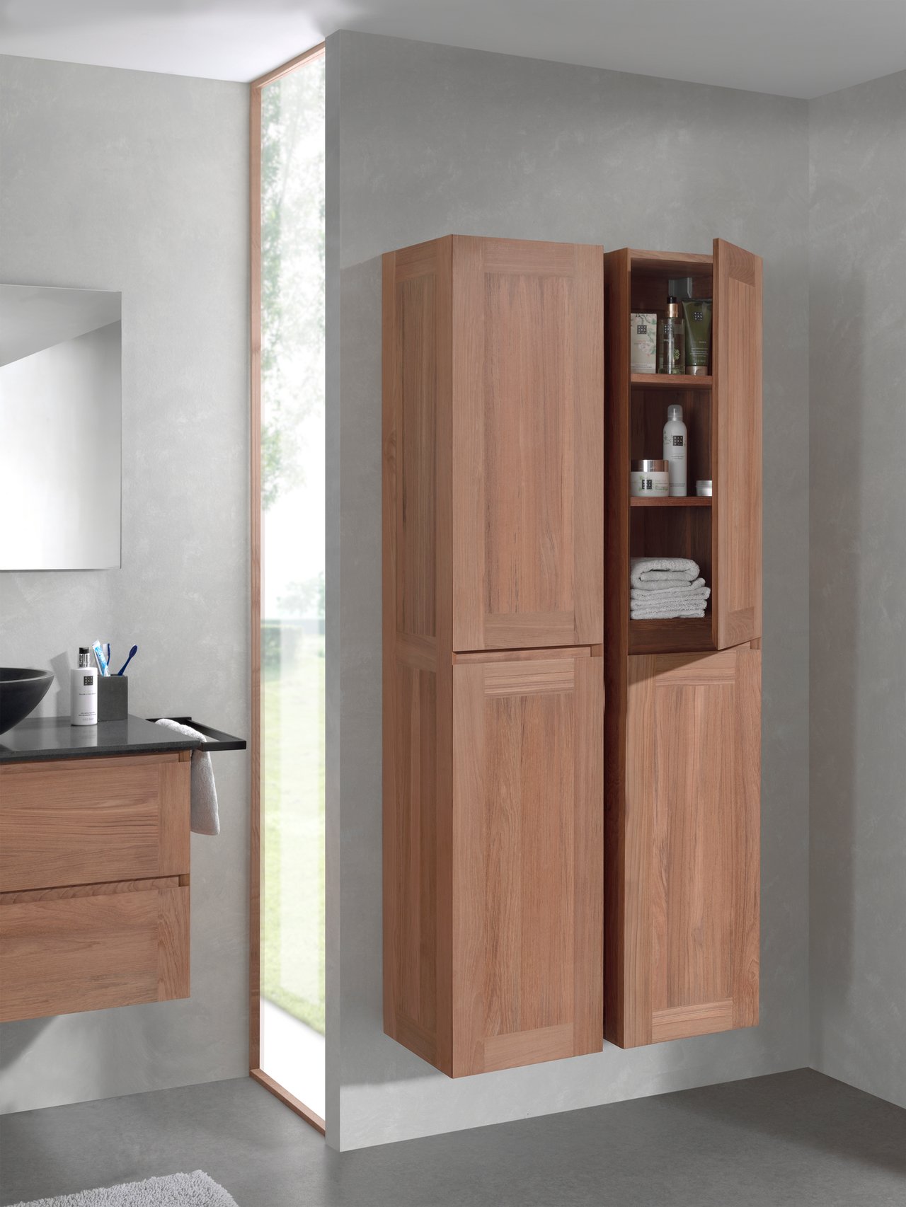 Balmani Mitra colonne salle de bains suspendue teck 35 x 35 x 167 cm