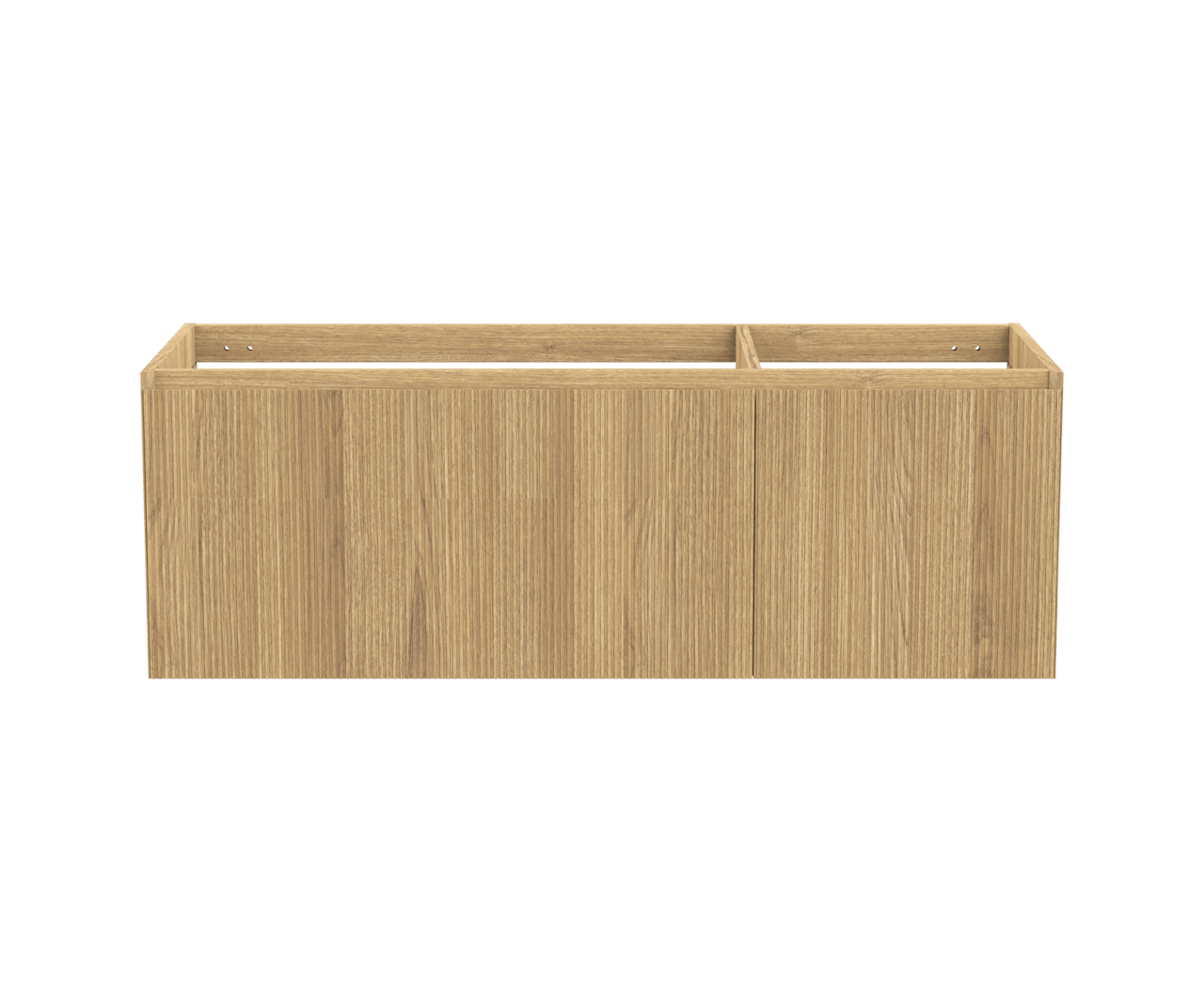 Balmani Fila hängender Waschbeckenunterschrank: 135 x 55 cm, asymmetrisch links, Eiche Natur, Furnierholz, 4 Schubladen