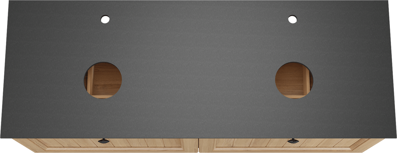 Balmani Lemon zwevend badkamermeubel 150 x 55 cm, fineer natuur eik met Facetta dubbel tablet in graniet zwart