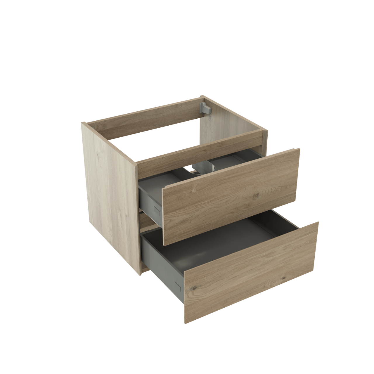 Storke Edge hängender Waschbeckenunterschrank: 65 x 52 cm, Eiche rustikal, 2 Schubladen